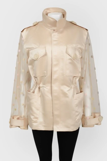 Turtleneck jacket with flowers
