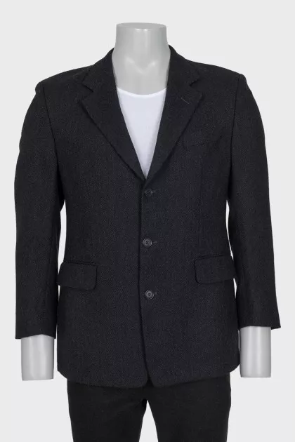 Men's black straight-cut wool jacket