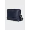 Men's blue leather bag