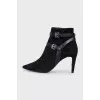 Suede ankle boots with strappy heels