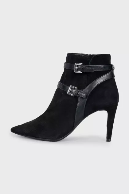 Suede ankle boots with strappy heels