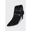 Suede ankle boots with strappy heels