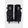 Suede ankle boots with strappy heels