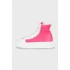 High-top sneakers with pink accents