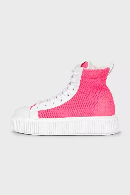 High-top sneakers with pink accents