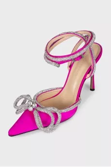 Pink slingbacks with rhinestones