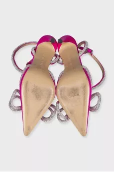 Pink slingbacks with rhinestones