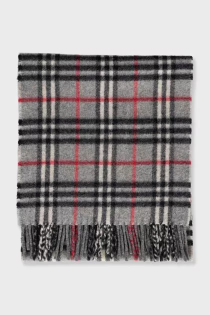 Men's cashmere scarf with fringe