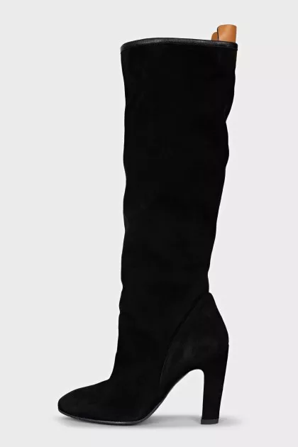 Suede slip-on boots with heels