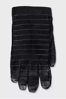 Men's crocodile leather gloves