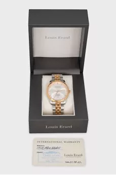 Men's silver watch with gold accents