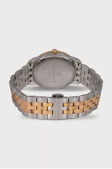 Men's silver watch with gold accents