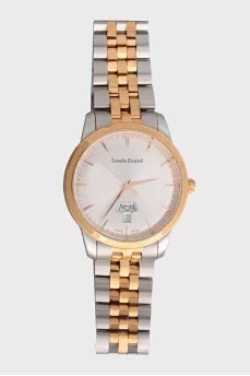 Men's silver watch with gold accents