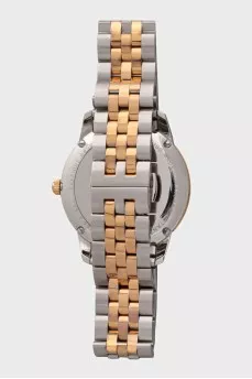 Men's silver watch with gold accents