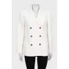 Double-breasted straight jacket in white