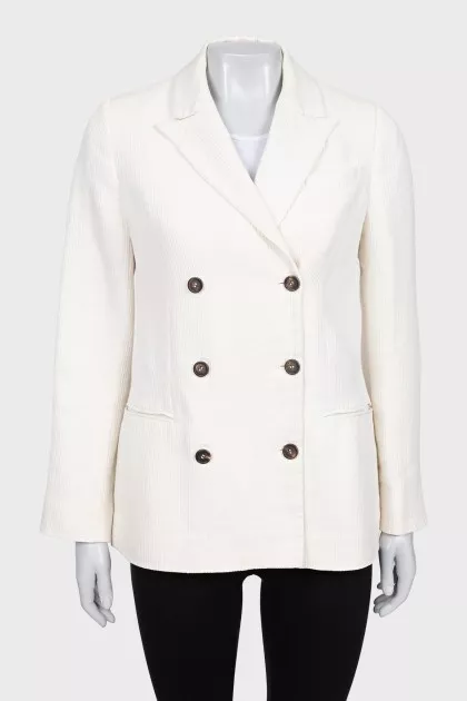 Double-breasted straight jacket in white