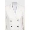 Double-breasted straight jacket in white