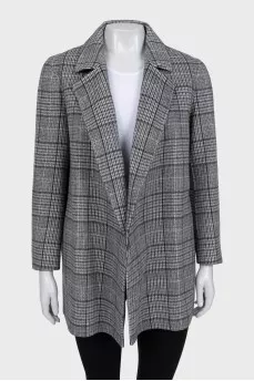 Wrap coat with a plaid print