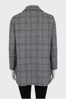 Wrap coat with a plaid print