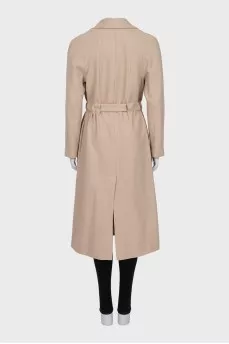 Wool and cashmere coat with ties