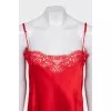 Straight cut dress decorated with lace