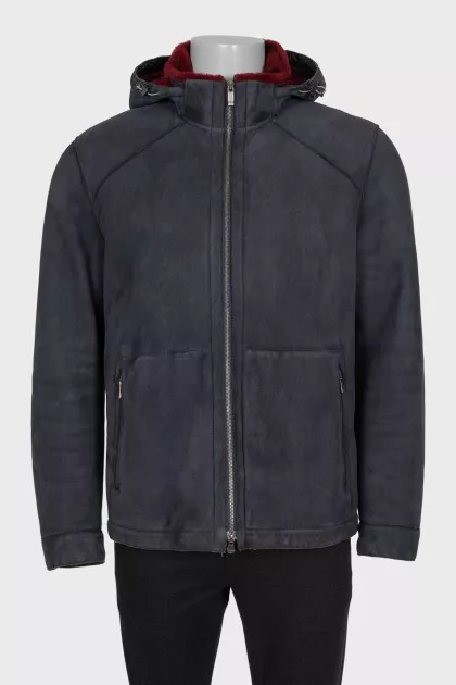 Men's cropped straight-cut sheepskin coat