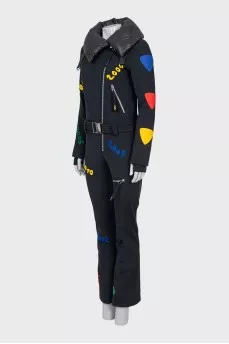 Ski suit with patches