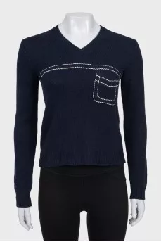 Blue cashmere pullover