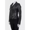 Leather jacket with a fitted cut and a belt
