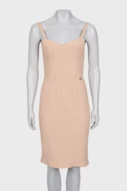Beige fitted dress with straps