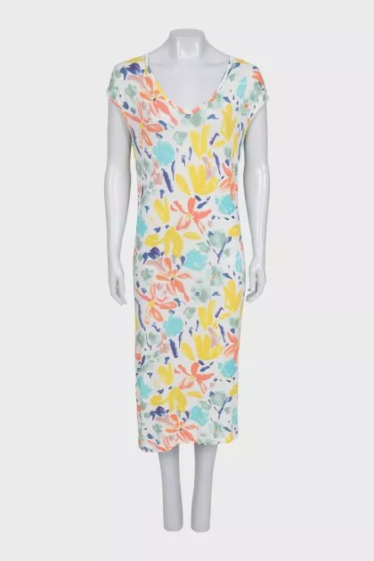A-line print dress with no fastening