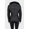 Black sheepskin coat with a high collar