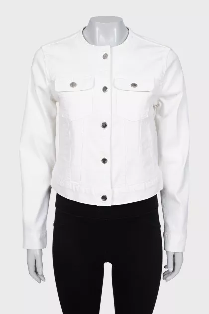 White denim jacket with patch pockets
