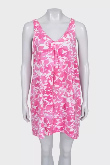 Loose-fitting dress with a pink print
