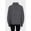 Knitted gray turtleneck with beads
