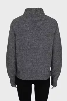 Knitted gray turtleneck with beads