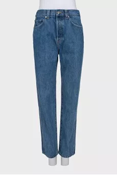 Blue straight fit jeans with pockets