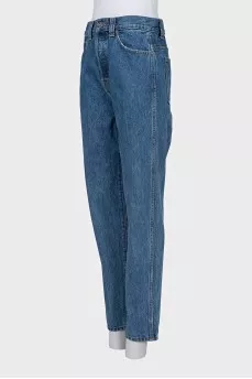 Blue straight fit jeans with pockets