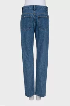 Blue straight fit jeans with pockets