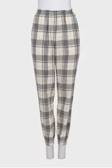 Wool track pants with a checkered print
