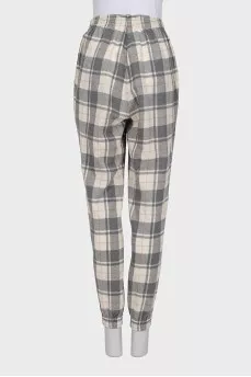Wool track pants with a checkered print