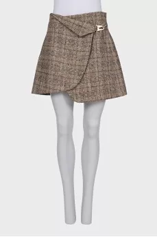 Plaid wool mini skirt