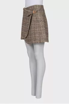Plaid wool mini skirt