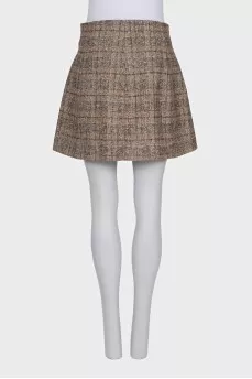 Plaid wool mini skirt