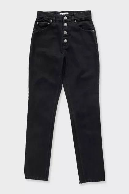 Black mom fit jeans with raw hem