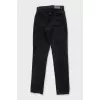 Black mom fit jeans with raw hem