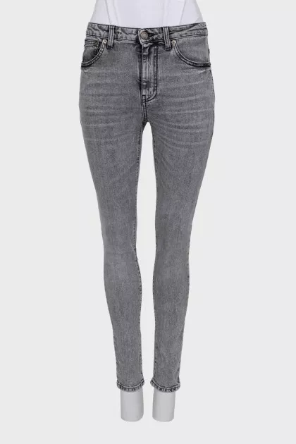 Gray skinny fit high-waisted jeans