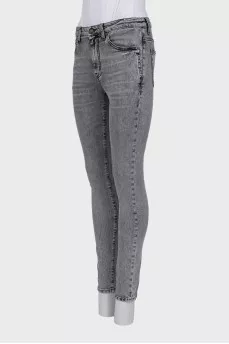Сірі джинси skinny fit з високою талією