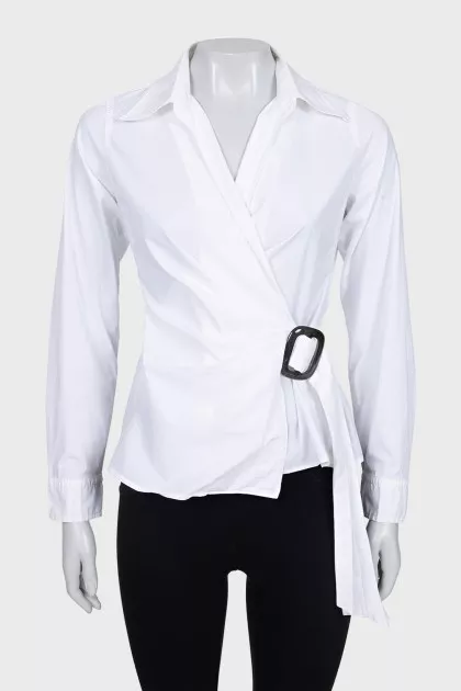Fitted wrap shirt with buckle