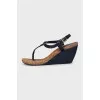Blue wedge sandals